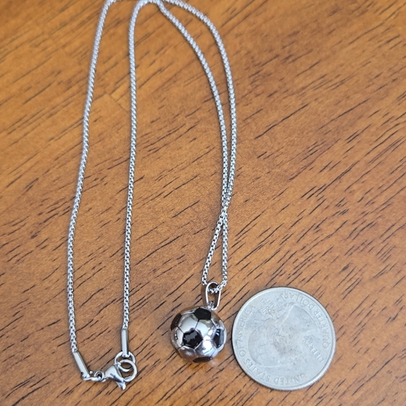 1pc Fashionable stainless Steel Sports Soccer Ball Necklace 18" - Picture 5 of 8